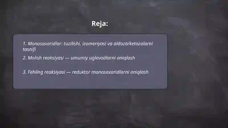 Monosaxaridlarga xos sifat reaksiyalari.Uglevodlar 2
