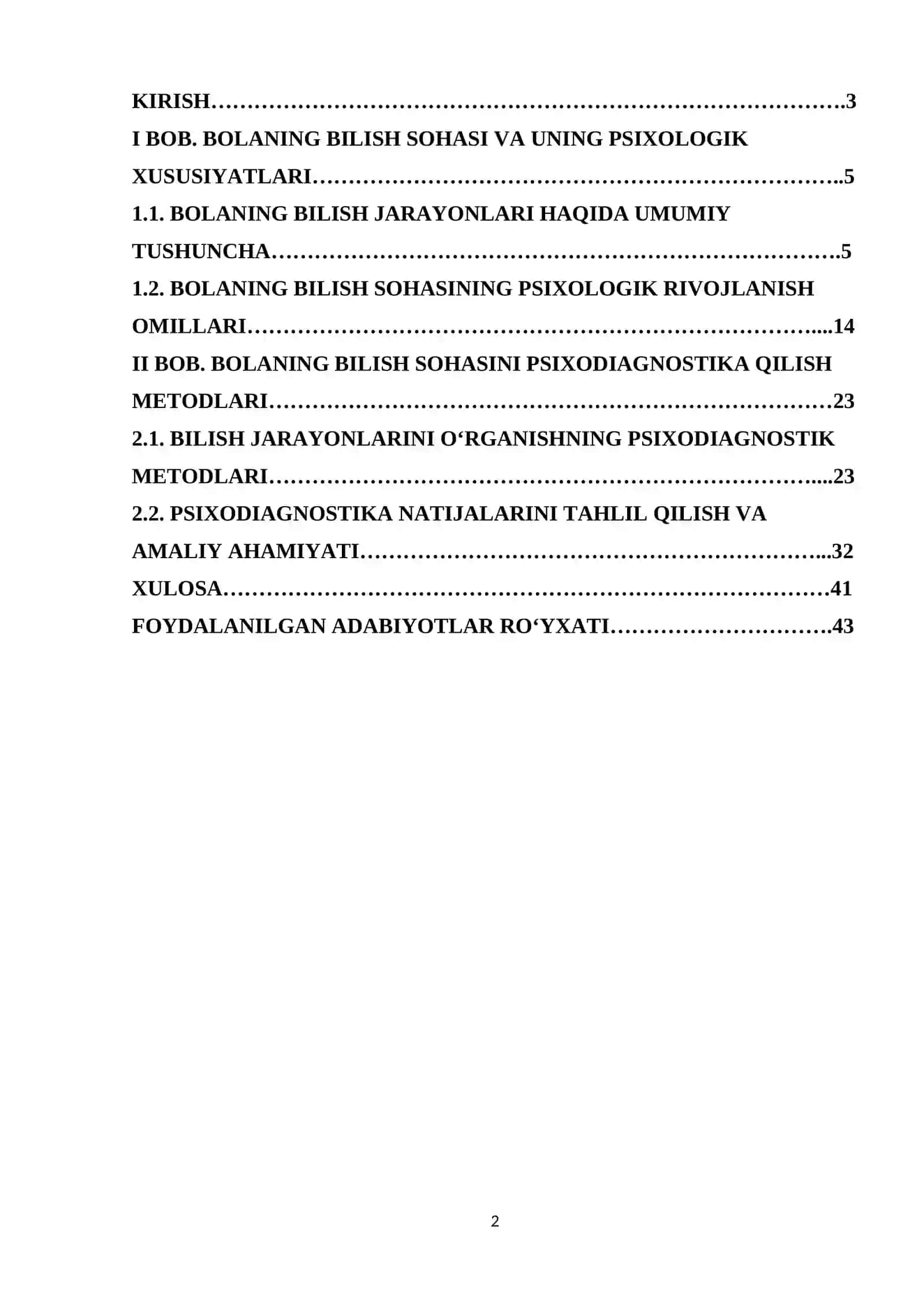 Bolaning bilish sohasining psixodiagnostikasi 2
