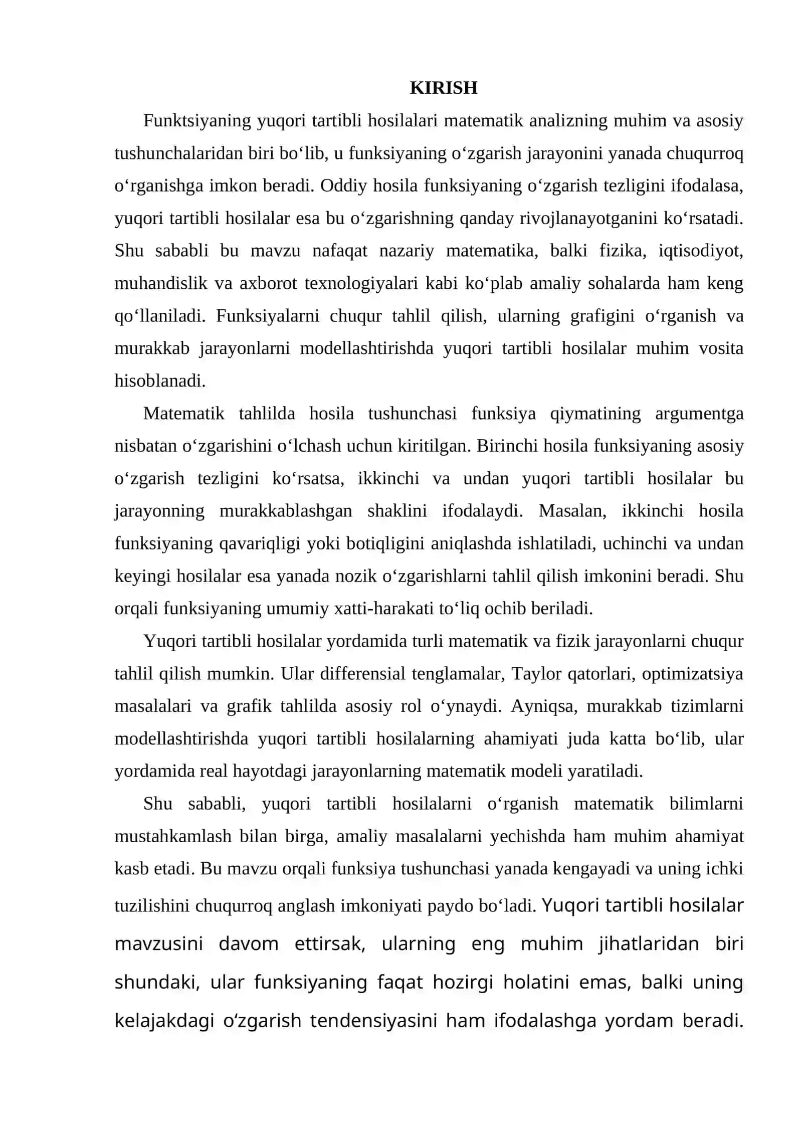 Yuqori Tartibli Hosilalar 2