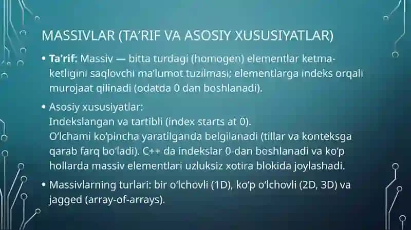Massivlar 2