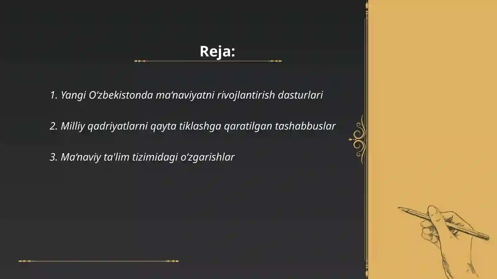 Yangi O‘zbekistonda ma‘naviyatni rivojlantirish dasturlari 2