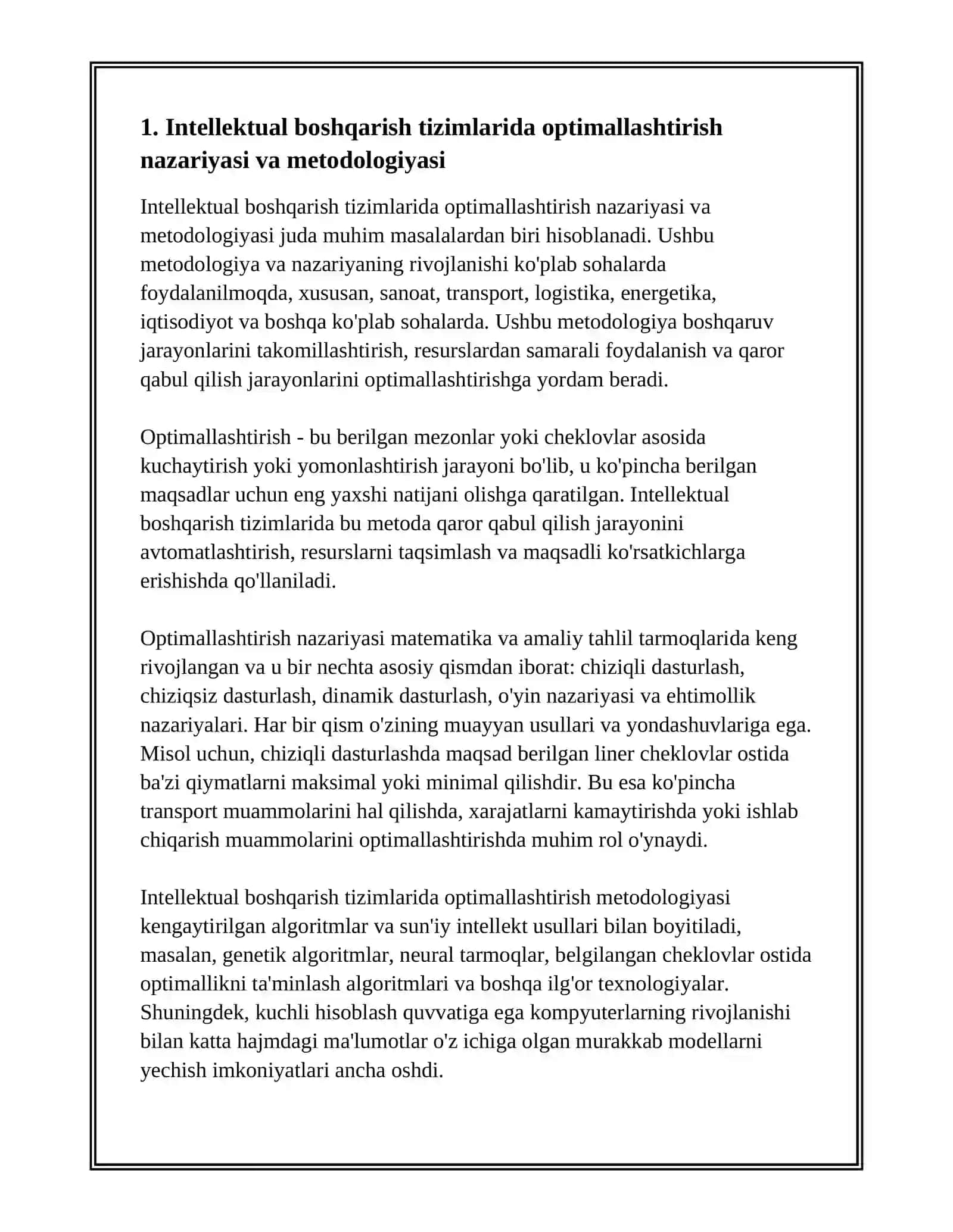 INTELLEKTUAL BOSHQARISHDA OPTIMALLASHTIRISH USULLARI 2