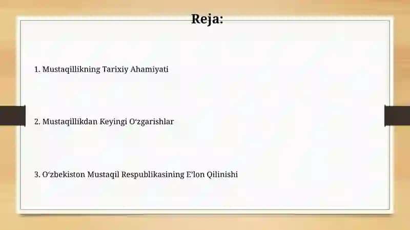 Mustaqil Oʻzbekiston Respublikasining tarixiy ahamiyati 2