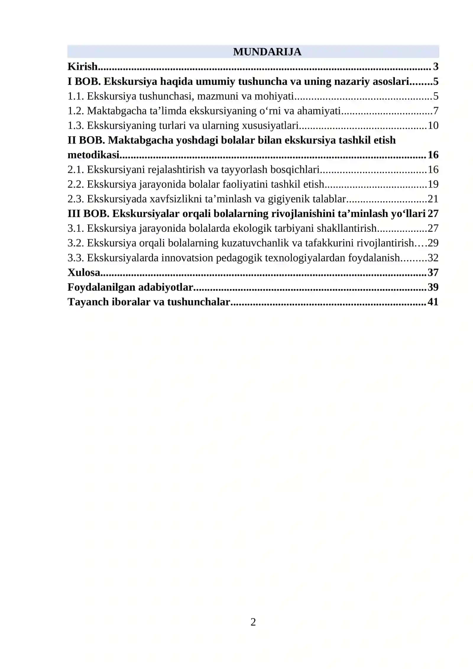 Maktabgacha ta’limda ekskursiya tashkil etish metodikasi 2