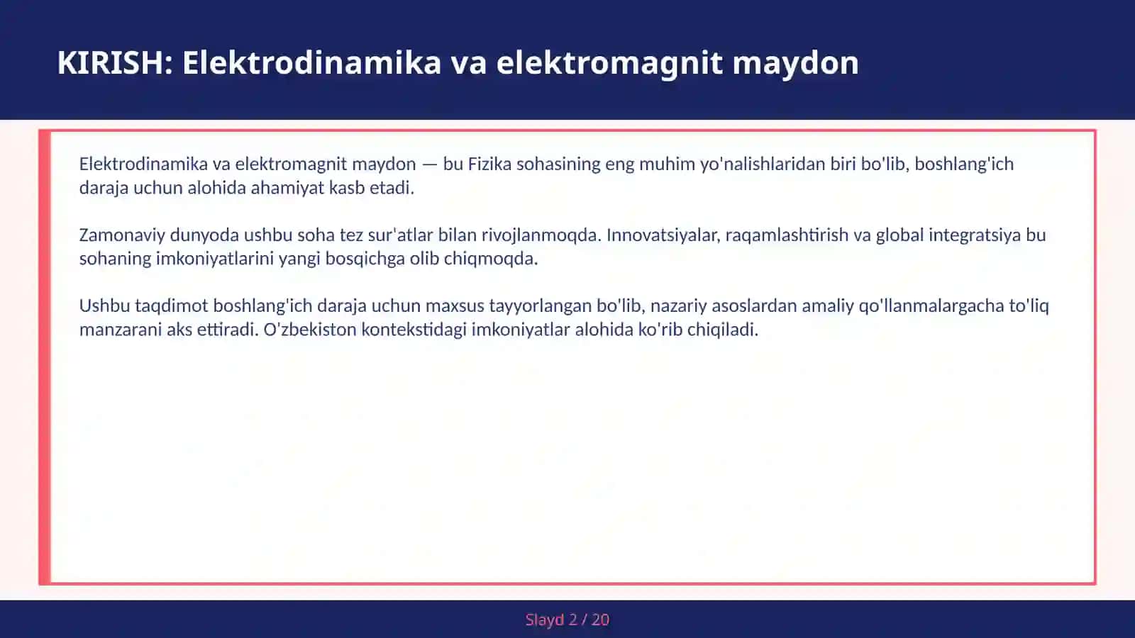 Elektrodinamika va elektromagnit maydon 2