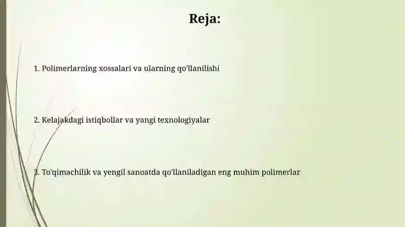 To'qimachilik va Yengil Sanoatda qo'llaniladigan eng muhim polimerlar 2