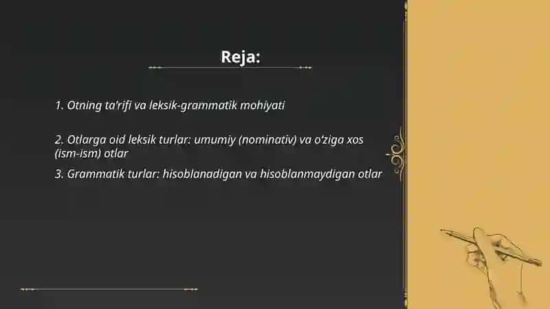 Otning tarifi va leksik grammatik turlari 2