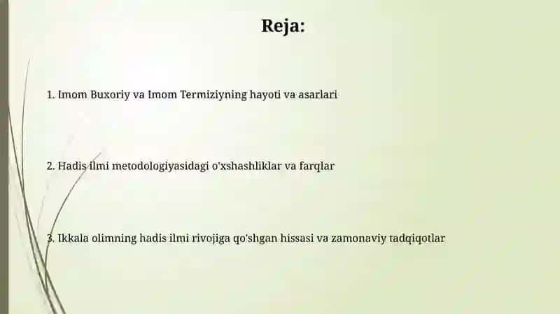 Imom Buxoriy va Imom Termiziyning hadis ilmiga qo'shgan hissalarini qiyosiy tahlili 2