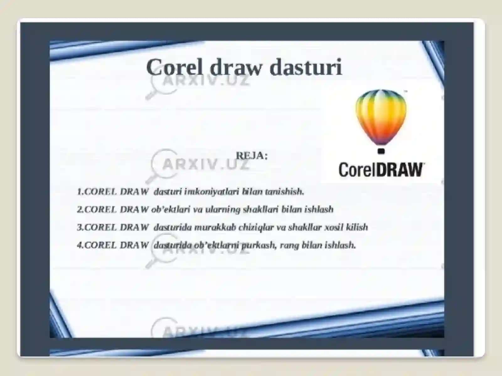 CorelDraw dasturi haqida ma'lumot 2