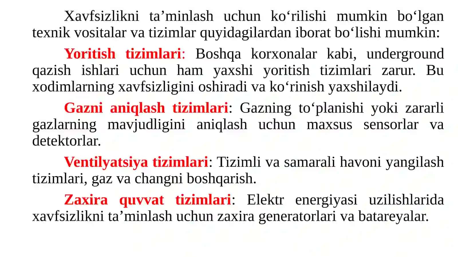 Xavfsizlikni ta’minlash uchun ko‘rilishi mumkin bo‘lgan texnik vositalar va tizimlar 2