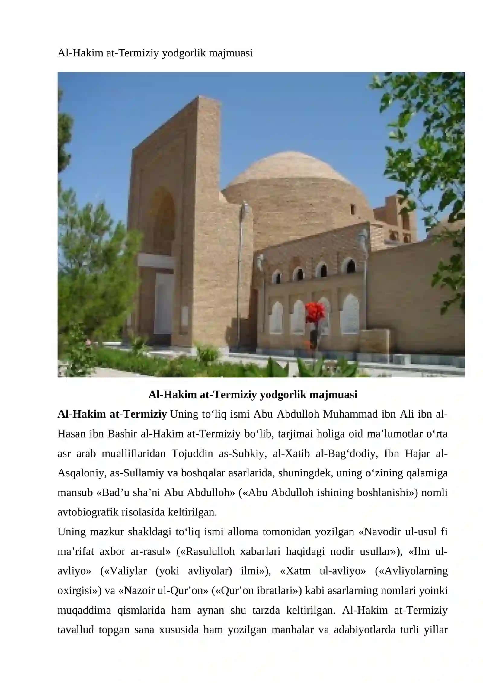 AL-HAKIM AT-TERMIZIY YODGORLIK MAJMUASI 2