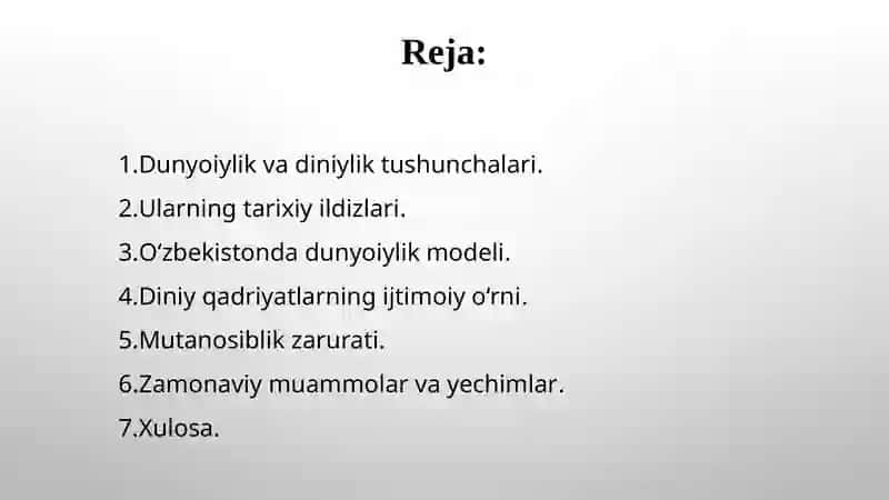 Jamiyat hayotida dunyoviylik va diniylik mutanosibligi 2