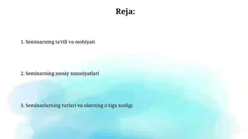Seminar va uning o‘ziga xos xususiyatlari 2