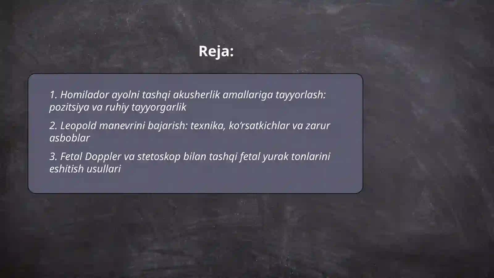 Homladorlik davrida hamshiralik parvarishi Tashqi akusherlik amallarni otkazish homlador ayol asboblar 2