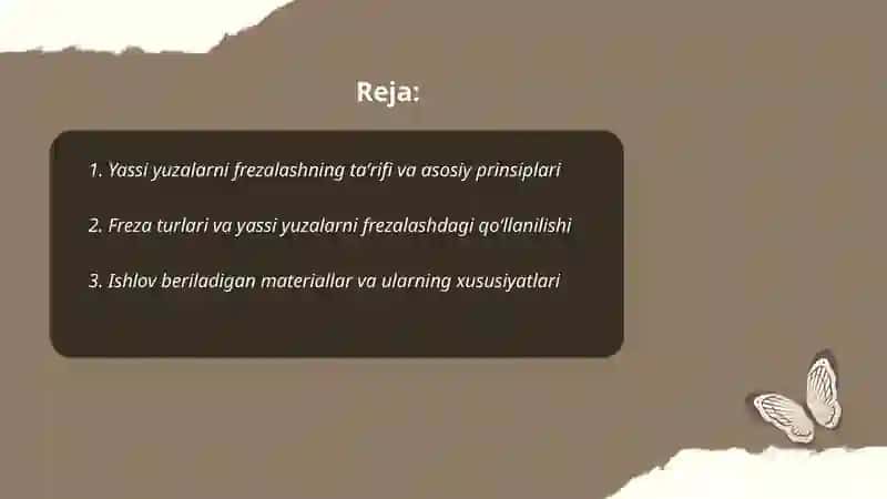 Yassi yuzalarni frezalash 2
