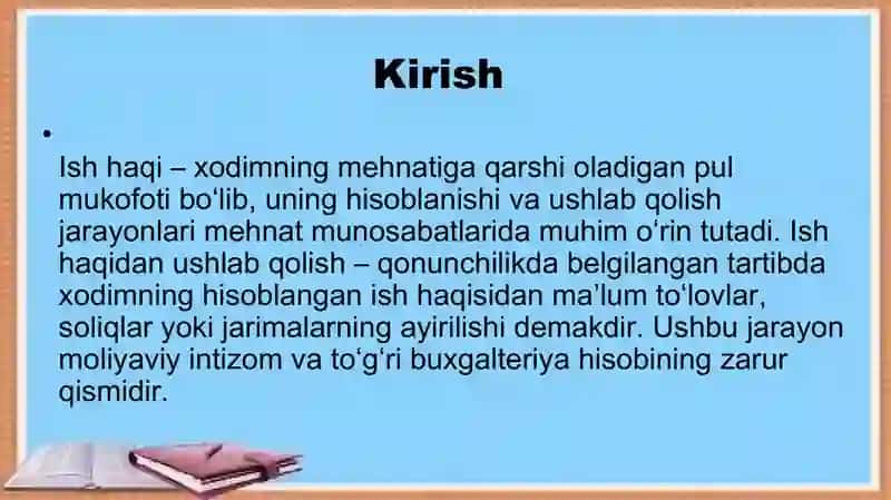 Hisoblangan ish haqidan ushlab qolish va ularni hisobga olish 2