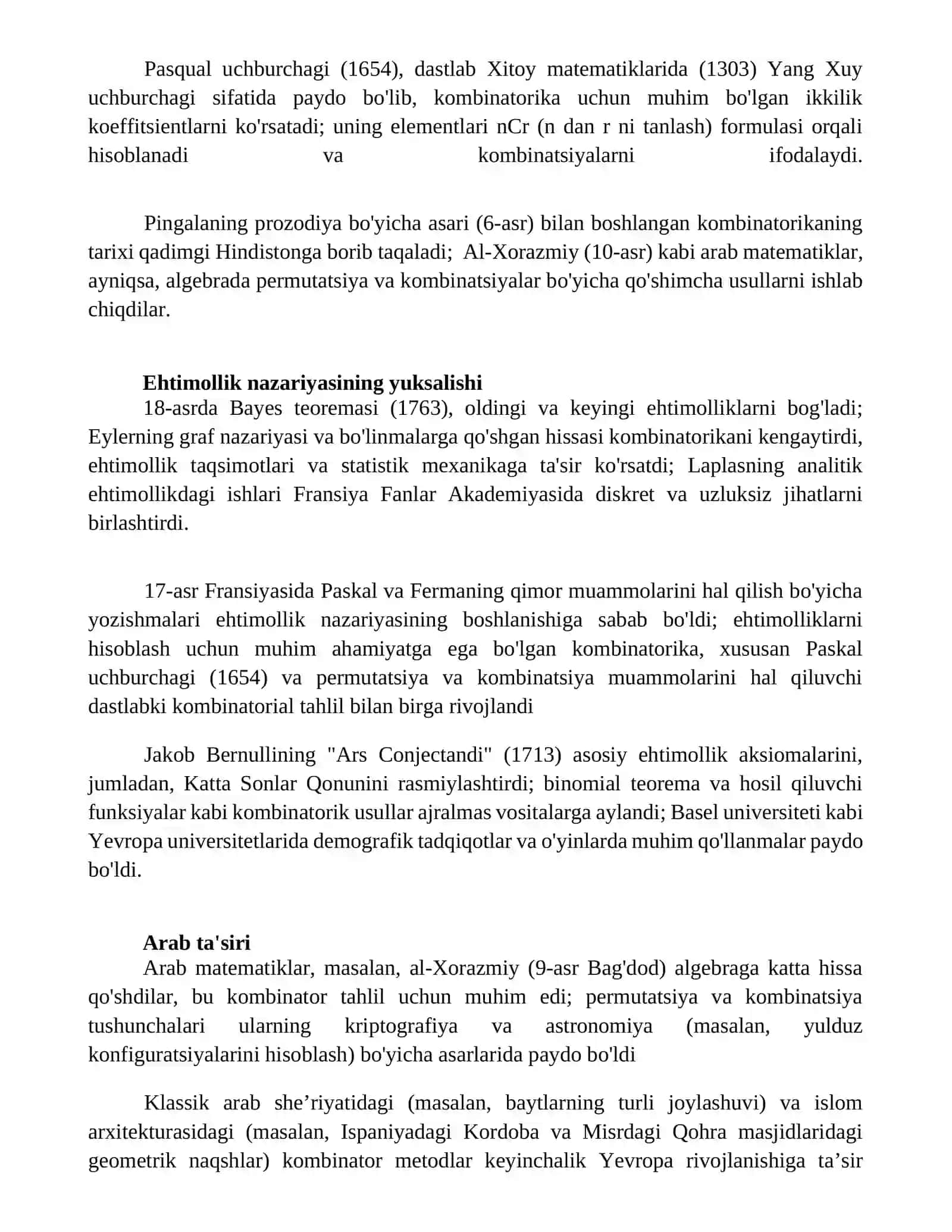 Kombinatorika fani rivojlanish tarixi 2