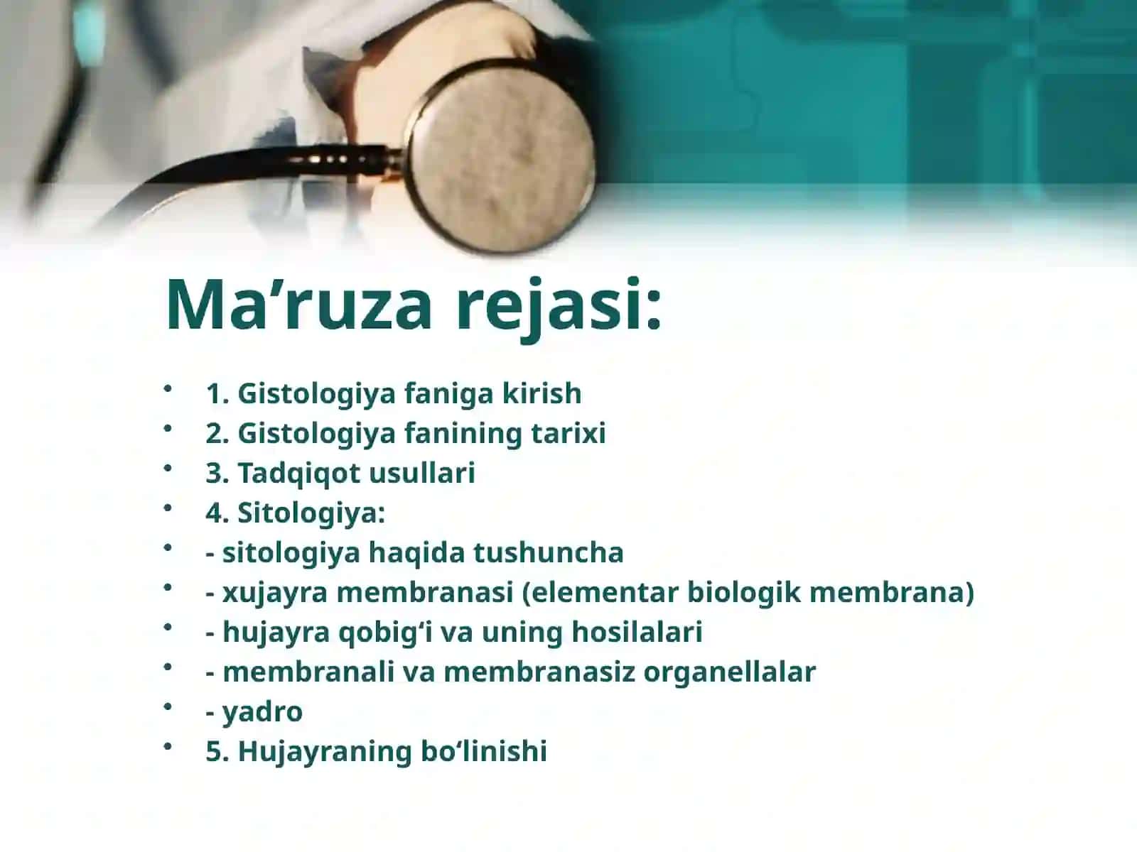 Gistologiya faniga kirish. Sitologiya 2