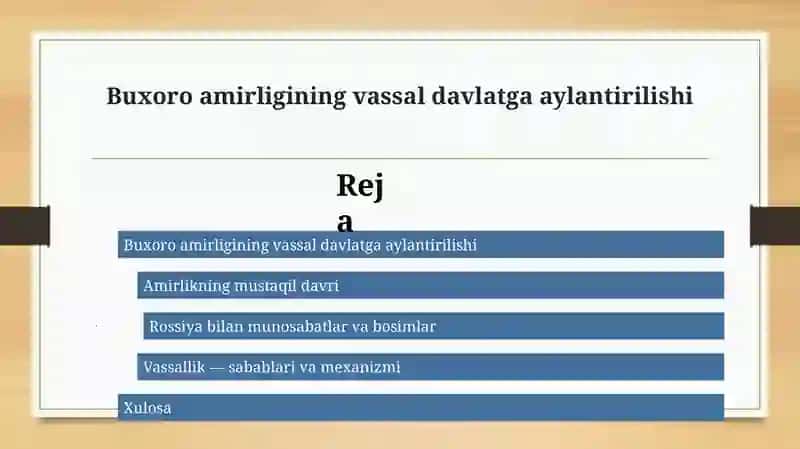 Taqdimot Buxoro amirligining vassal davlatga aylantirilishi 2