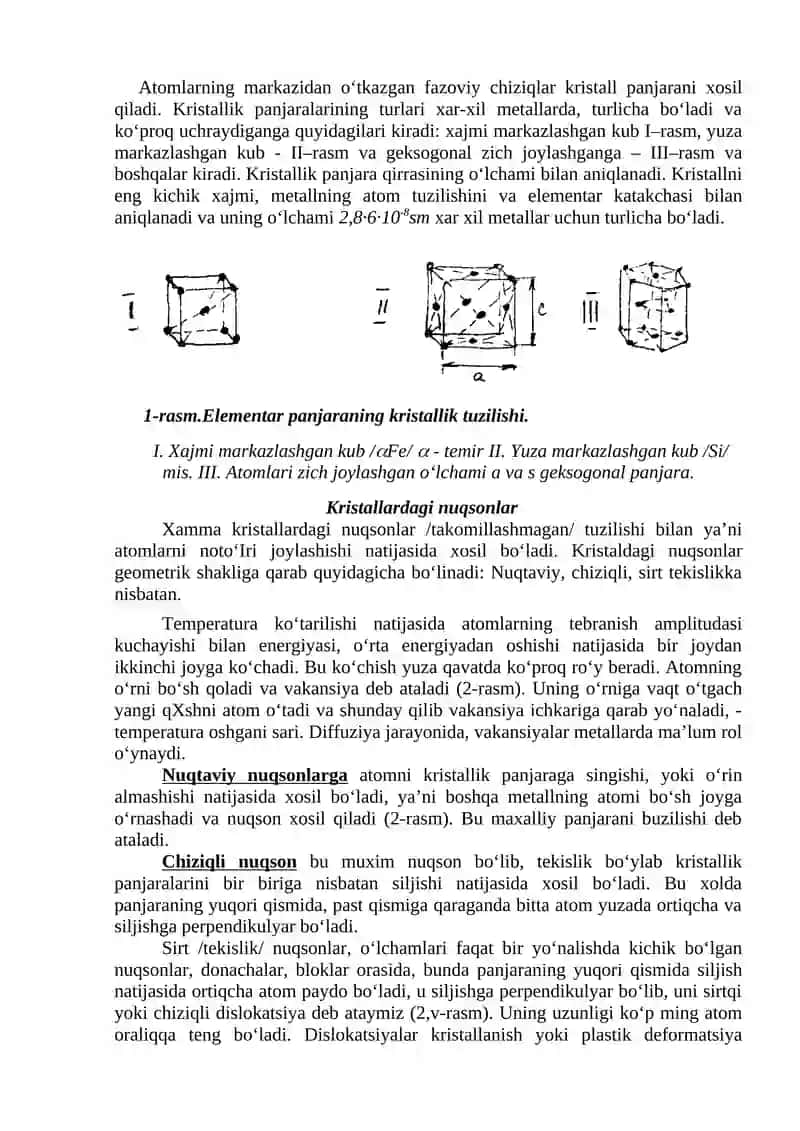 Metallarning Tŭzilishi va Xossalari 2