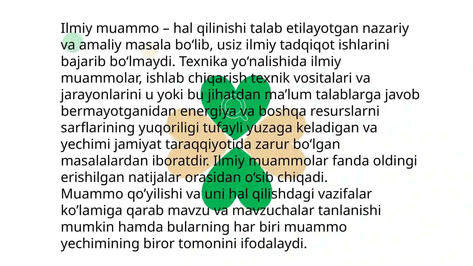 Ilmiy muomalalarning vujudga kelishi va mantiqiy tuzilishi, ularning turlari va hal qilinishi. 2
