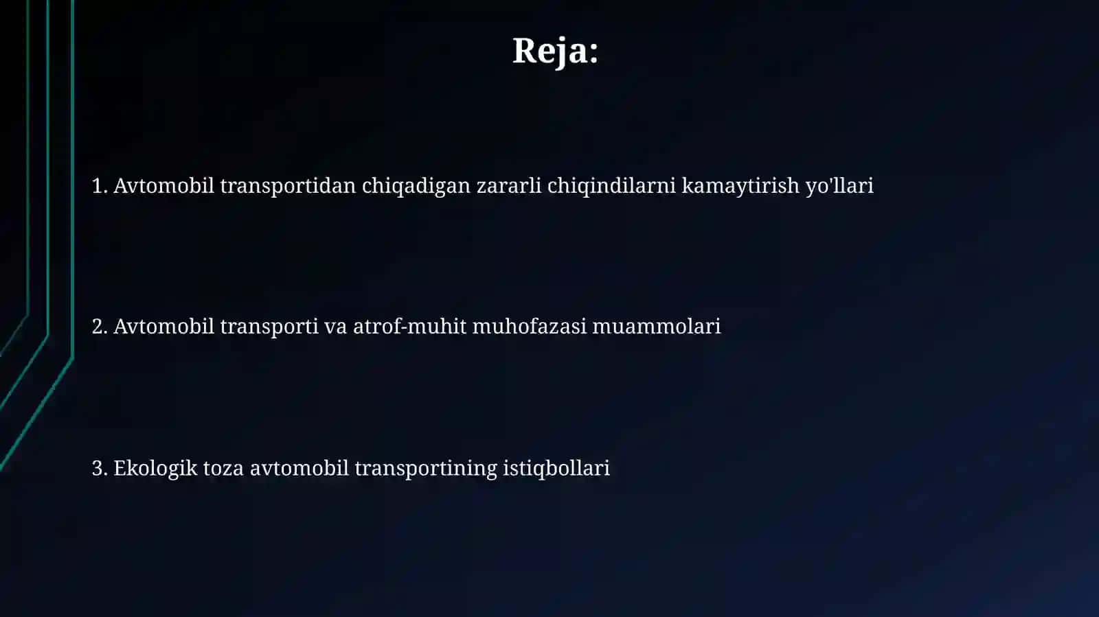 Avtomobil transporti va atrof muhit muxofazasi 2