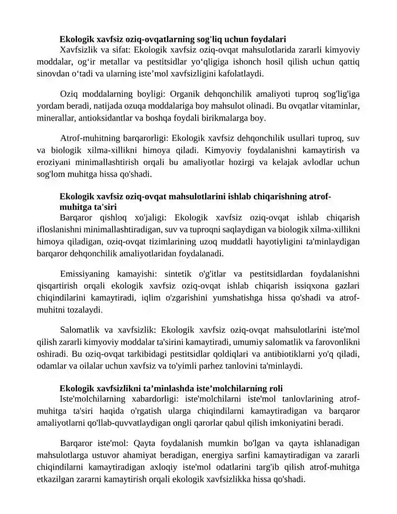 Ekologik Xavfsiz Tabiiy Оziq-Оvqat Mahsulotlarining Ahamiyati 2