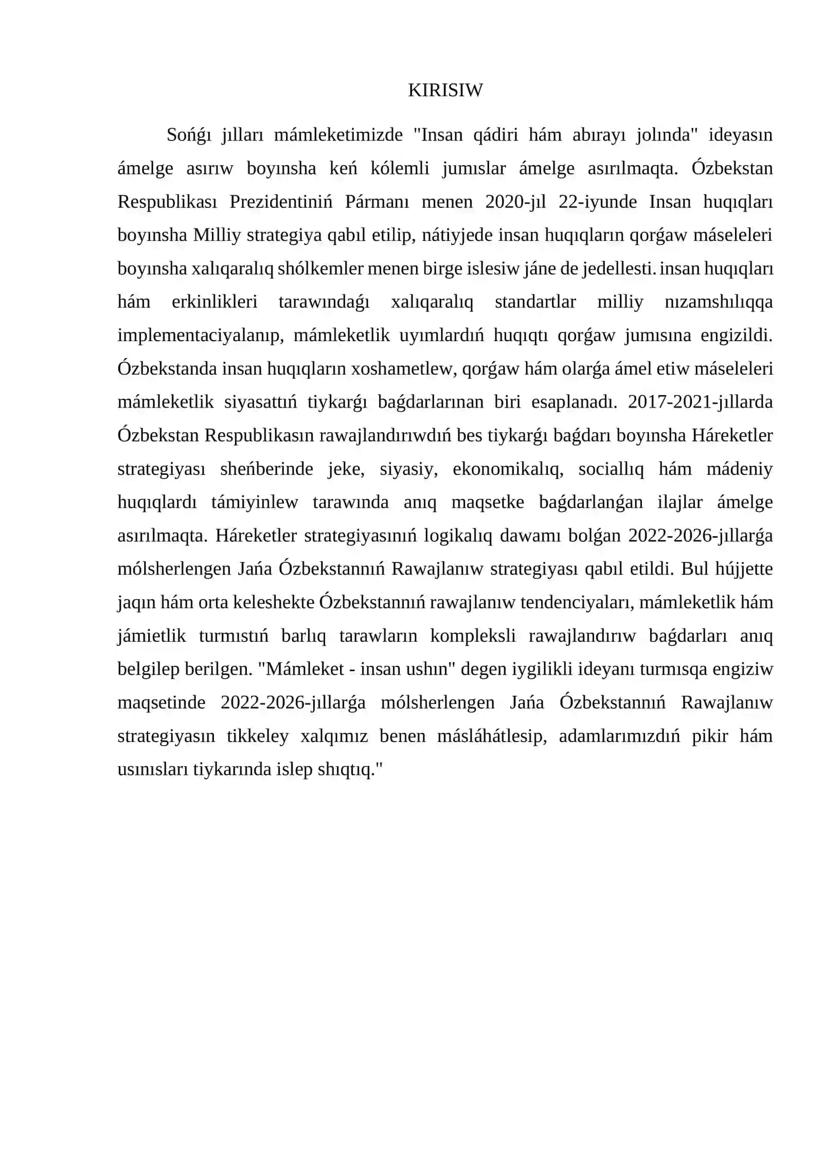 Ózbekistan Respublikası insan hám puqaralardıń huquqları hám erkinlikleri 2