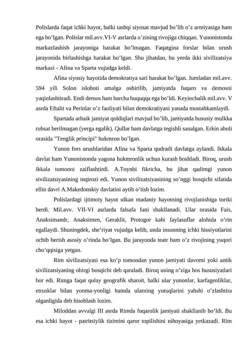 QADIMGI YUNONISTON VA RIM SIVILIZATSIYASI 2