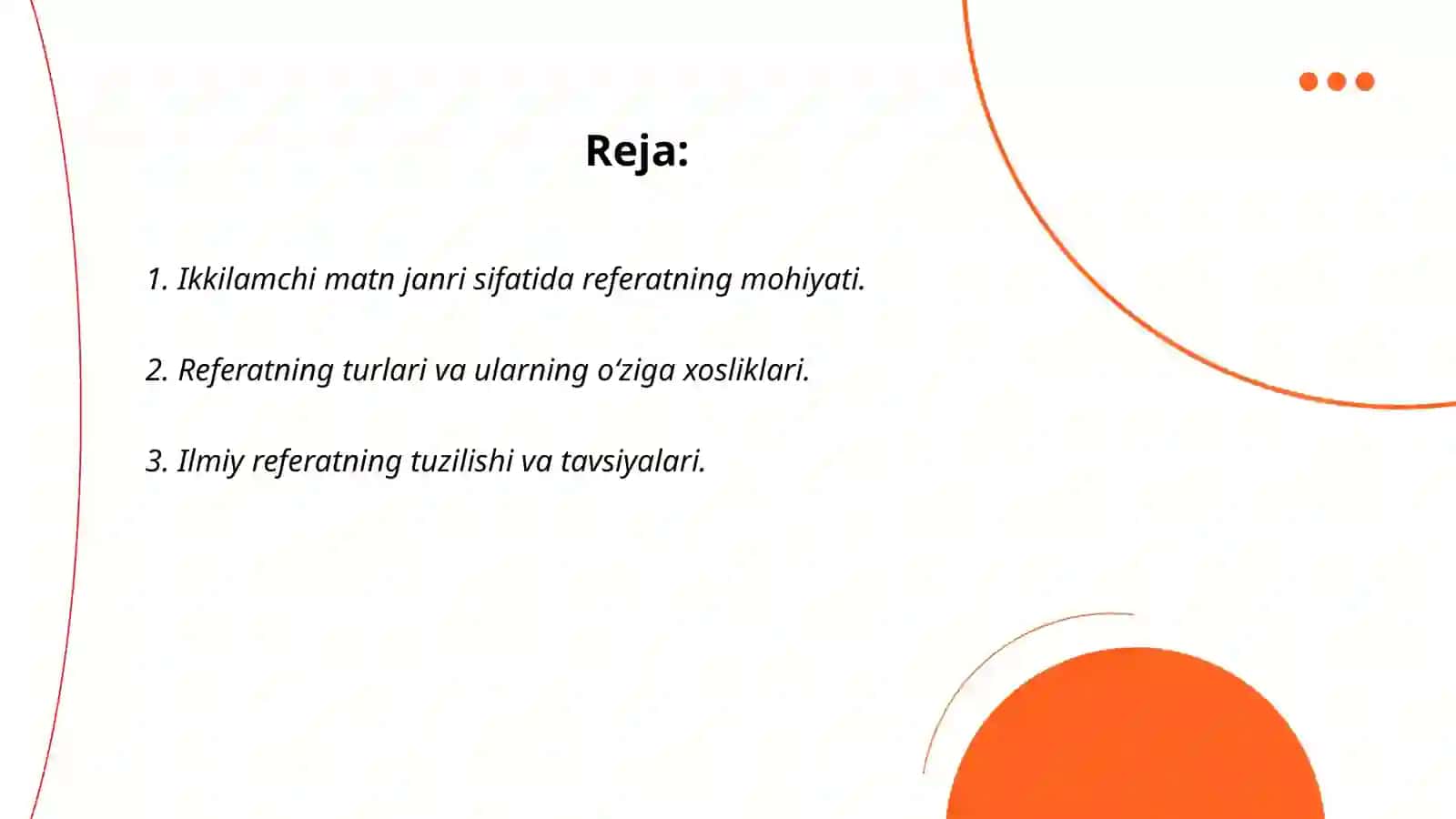 Referat ikkilamchi matn janri sifatida 2