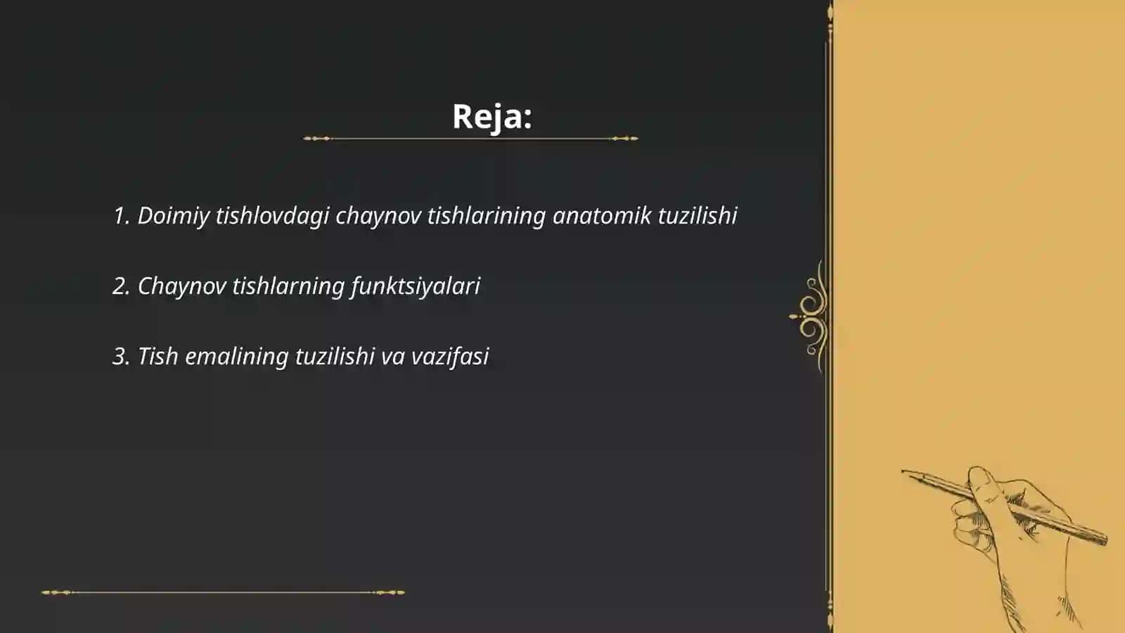 Doimiy tishlovdagi chaynov tishlarining tuzilishi 2