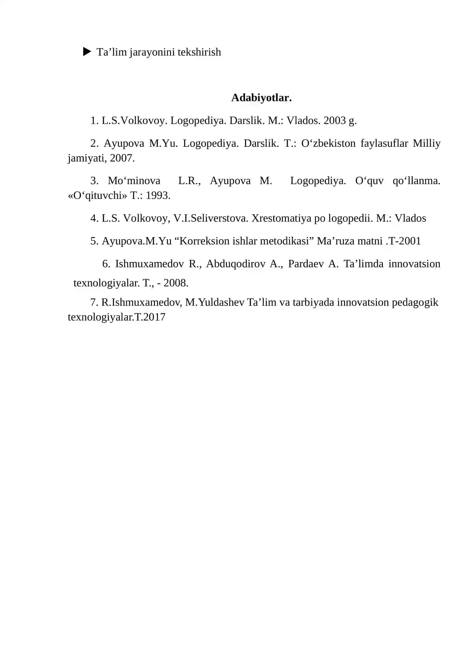 Turli nutq buzilishlarida logopedik tekshirish texnologiyasi 2