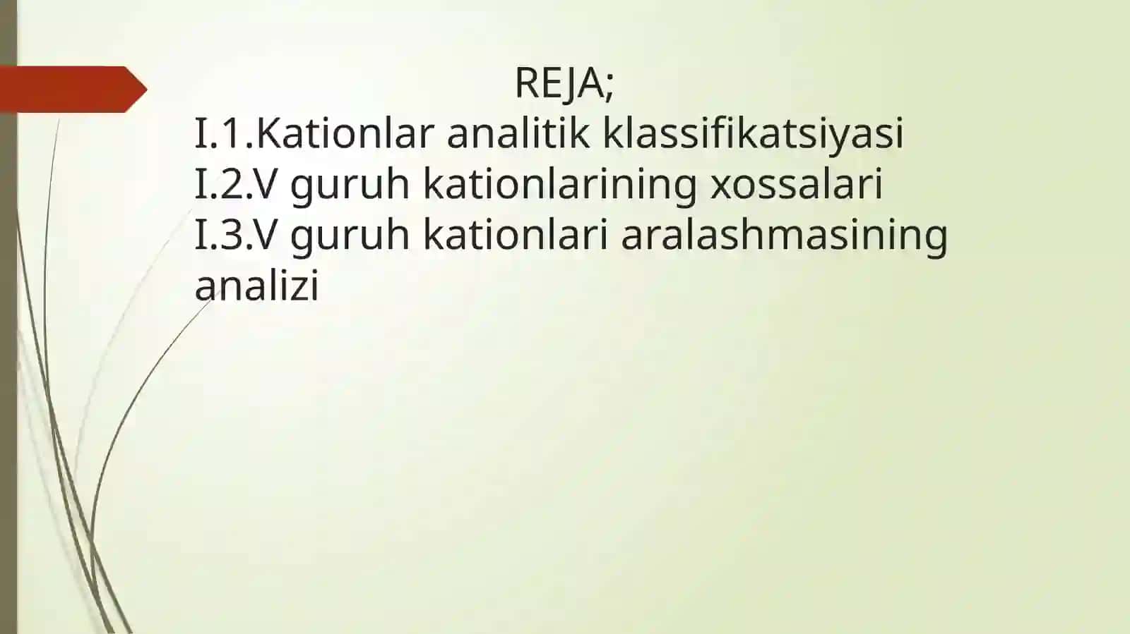 Analitik kimyo fanidan tayyorlangan kurs ishi taqdimoti 2