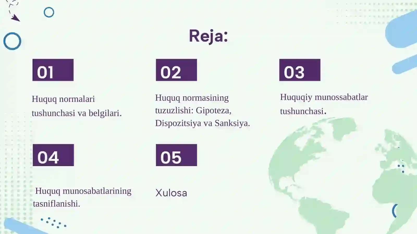 Huquq normalarini sharhlash. Huquqiy munosabatlar tushunchasi, belgilari va yuzaga kelish asoslari. 2
