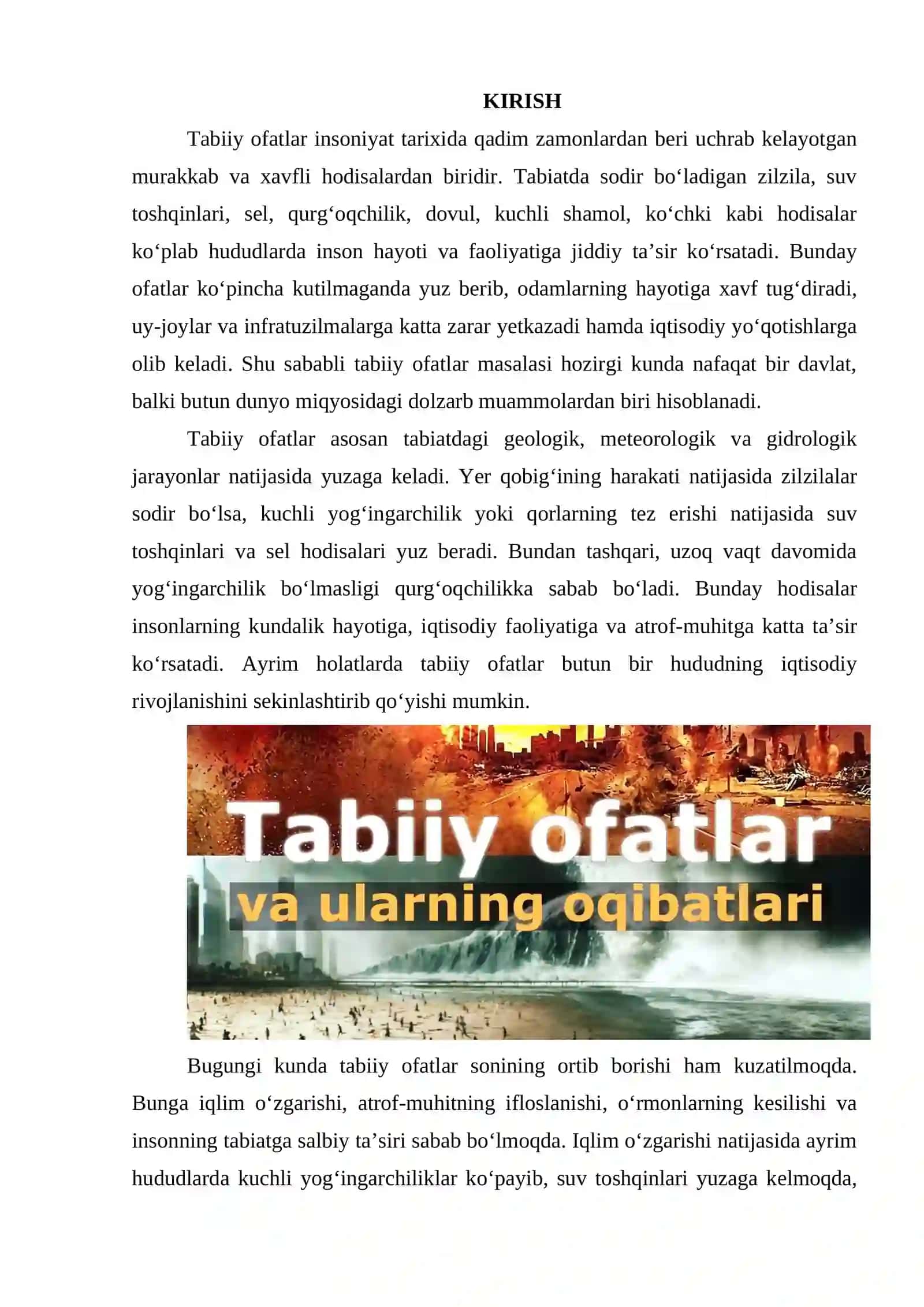 Tabiiy ofatlar va ularning inson hayotiga ta’siri 2