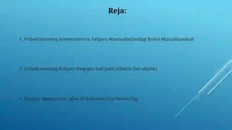 Oʻzbekiston xalqaro munosabating toʻla huquqiy subyekti 2