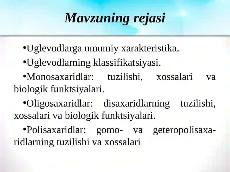 Uglеvodlar: tuzilishi, hossalari va biologik funksiyalari 2