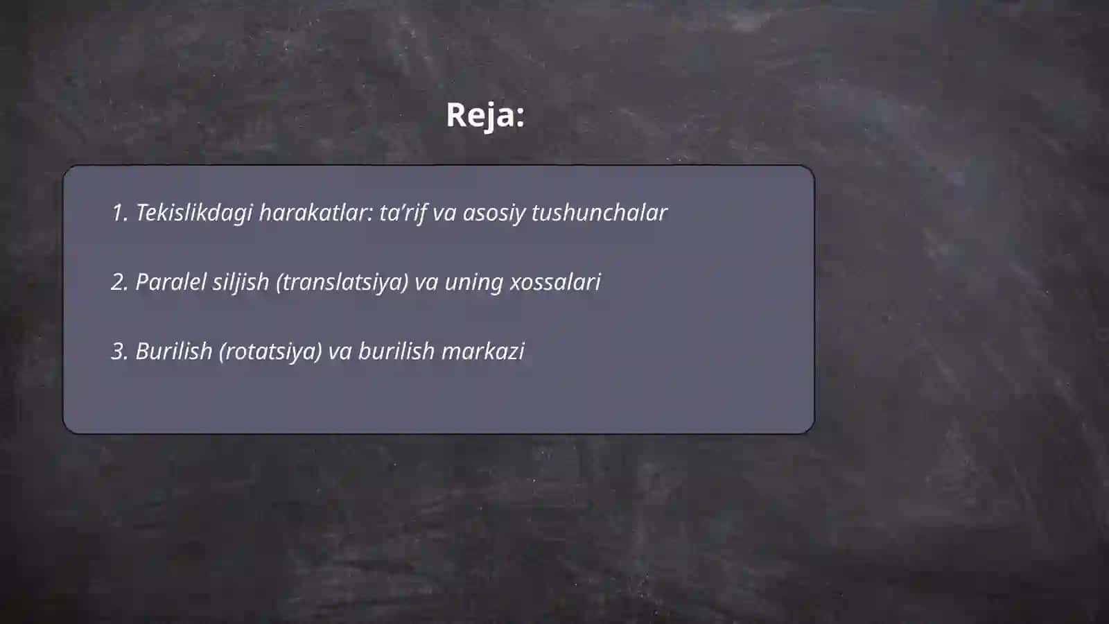 Tekislikdagi harakatlar va ularning xossalari 2