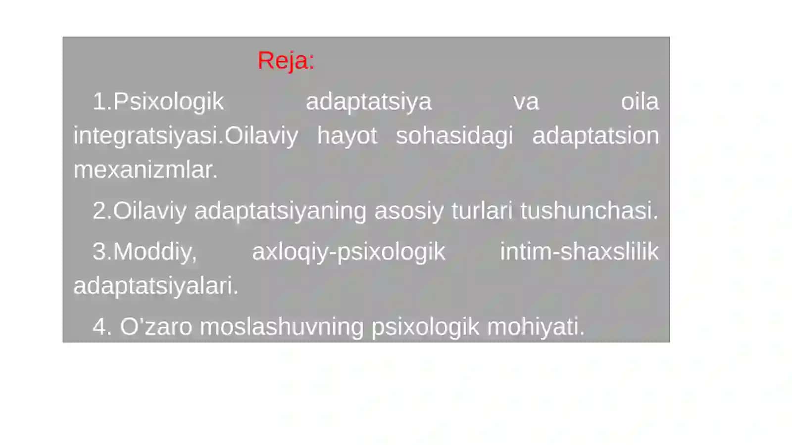 Psixologik adaptatsiya va oila integratsiyasi 2