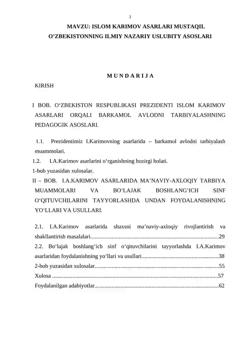 ISLOM KARIMOV ASARLARI MUSTAQIL O’ZBEKISTONNING ILMIY NAZARIY USLUBITY ASOSLARI 2