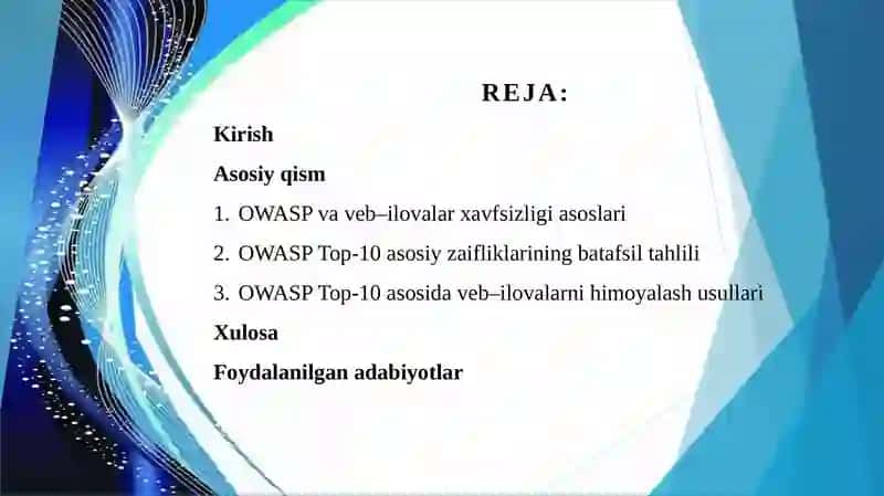 OWASP Top-10 asosida veb–ilovalardagi asosiy zaifliklar tahlili 2
