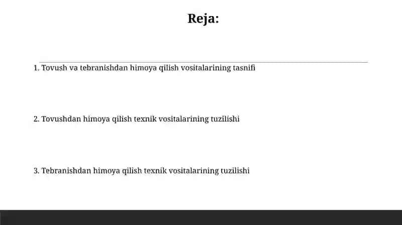 Shovqin va titrashdan himoyalash texnik vositalar 2