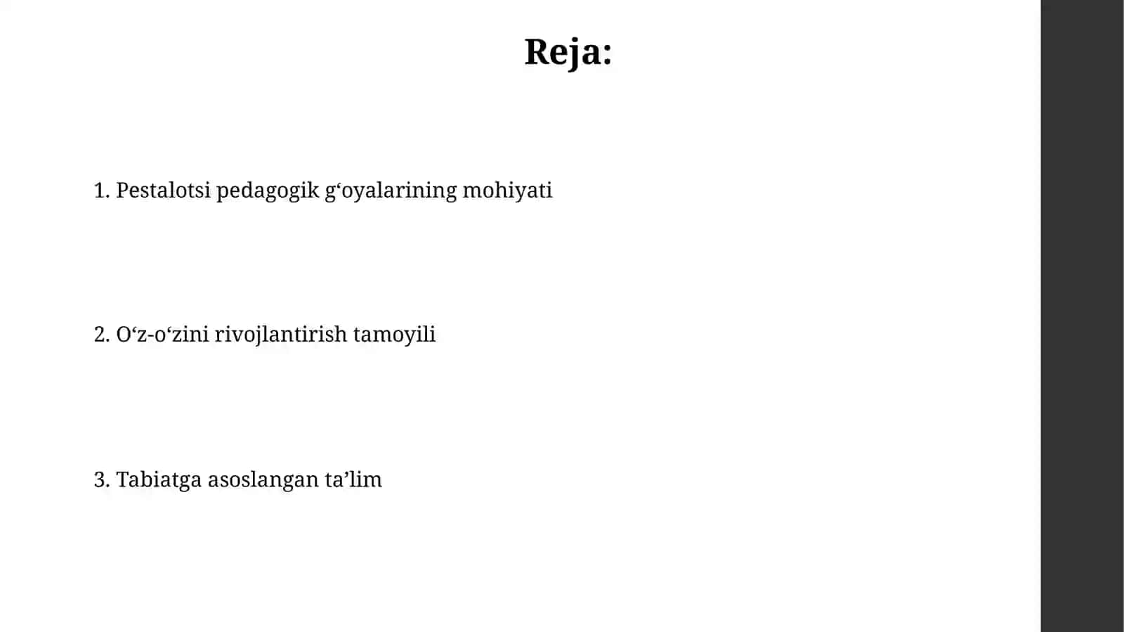 Iogann Genrix Pestalotssining pedagogik ğoyalari 2