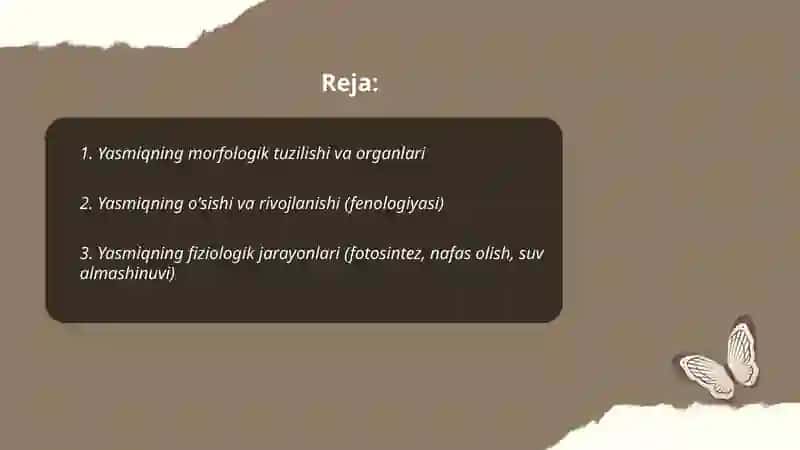 Yasmiq biologiyasi va yetishtirish texnologiyasi 2