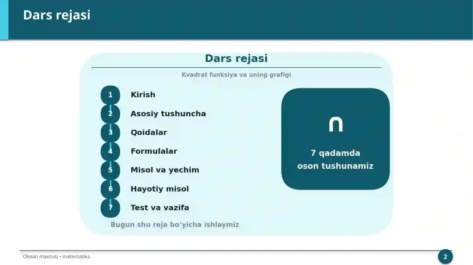 Kvadrat funksiya va uning grafigi 2