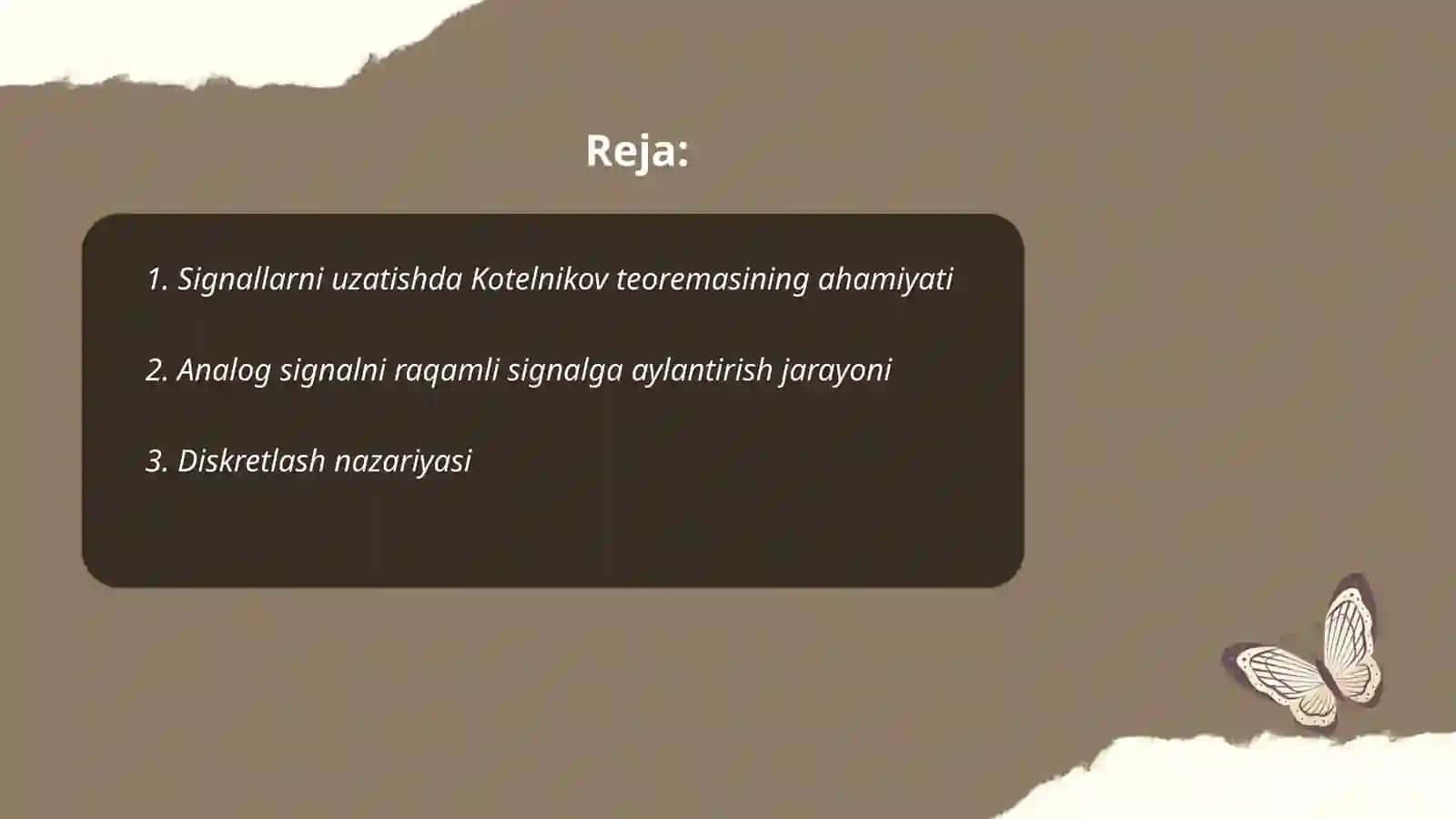 Signaglni uzulikli signalga aylantish,Kotelnikov teoremasi 2