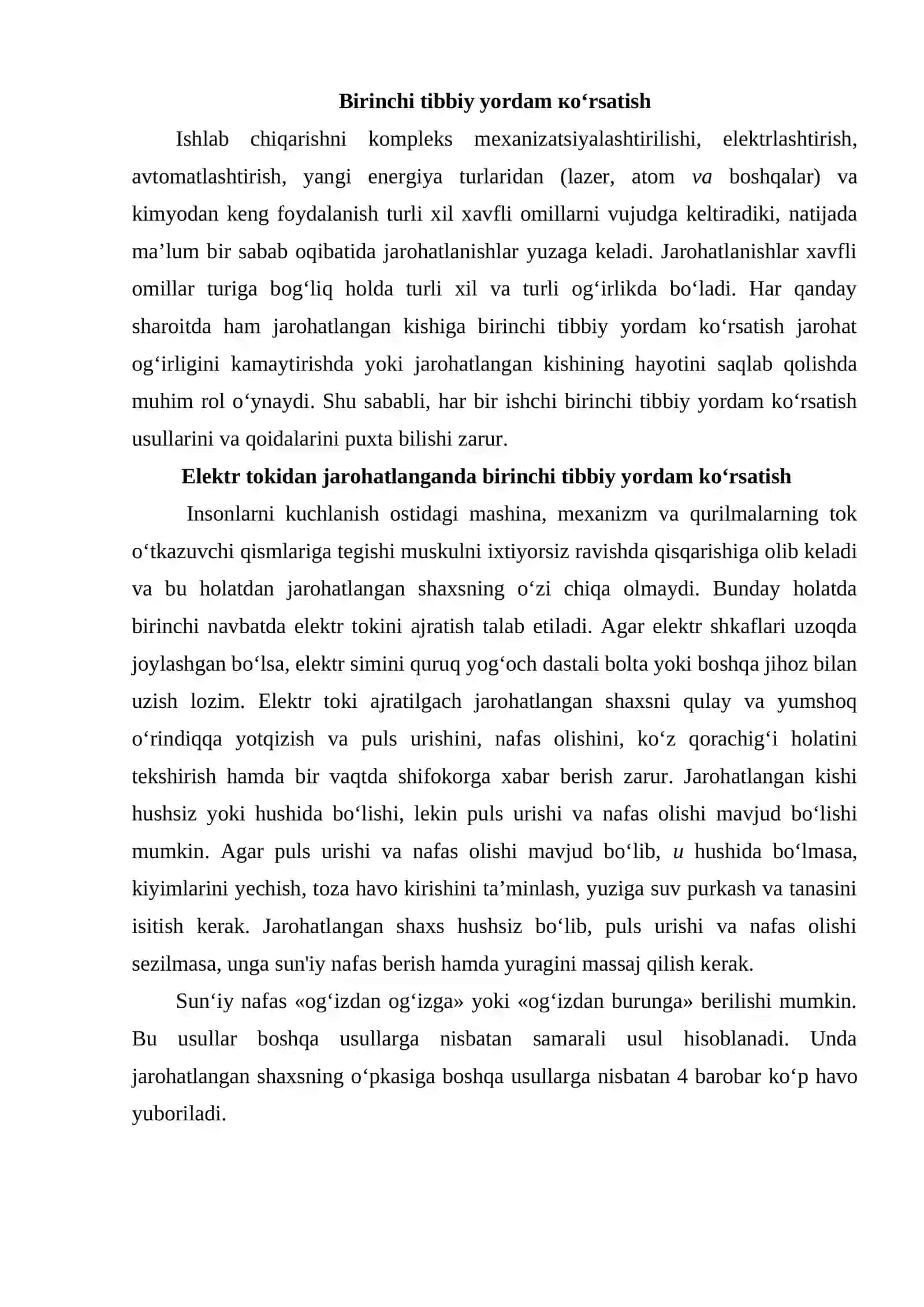 Birinchi tibbiy yordam ko’rsatish 2