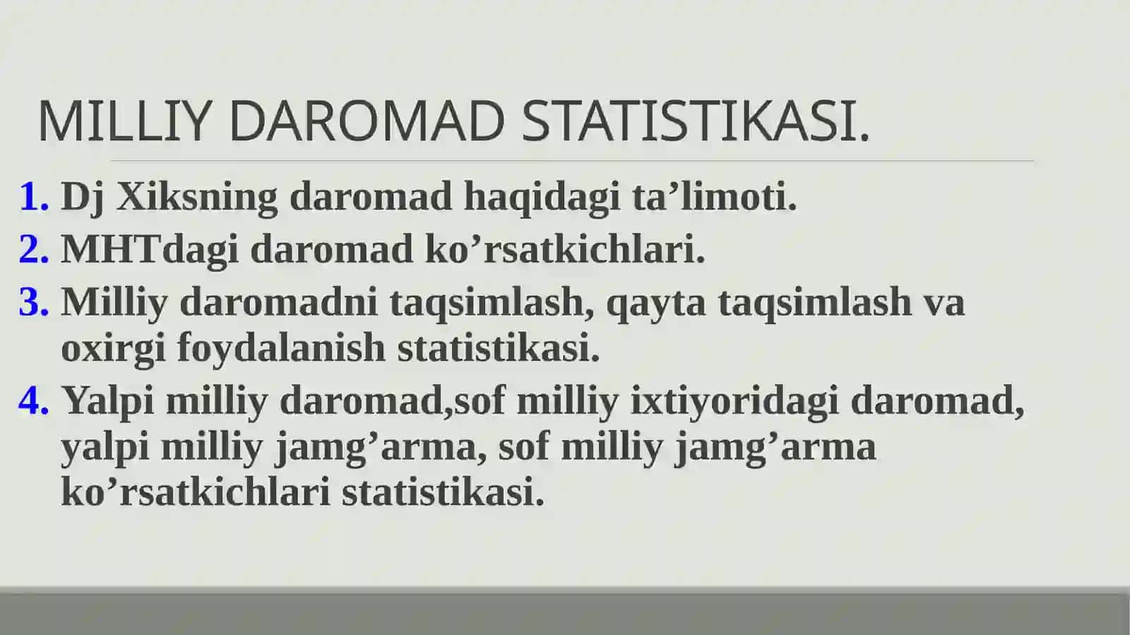 MILLIY DAROMAD STATISTIKASI 2