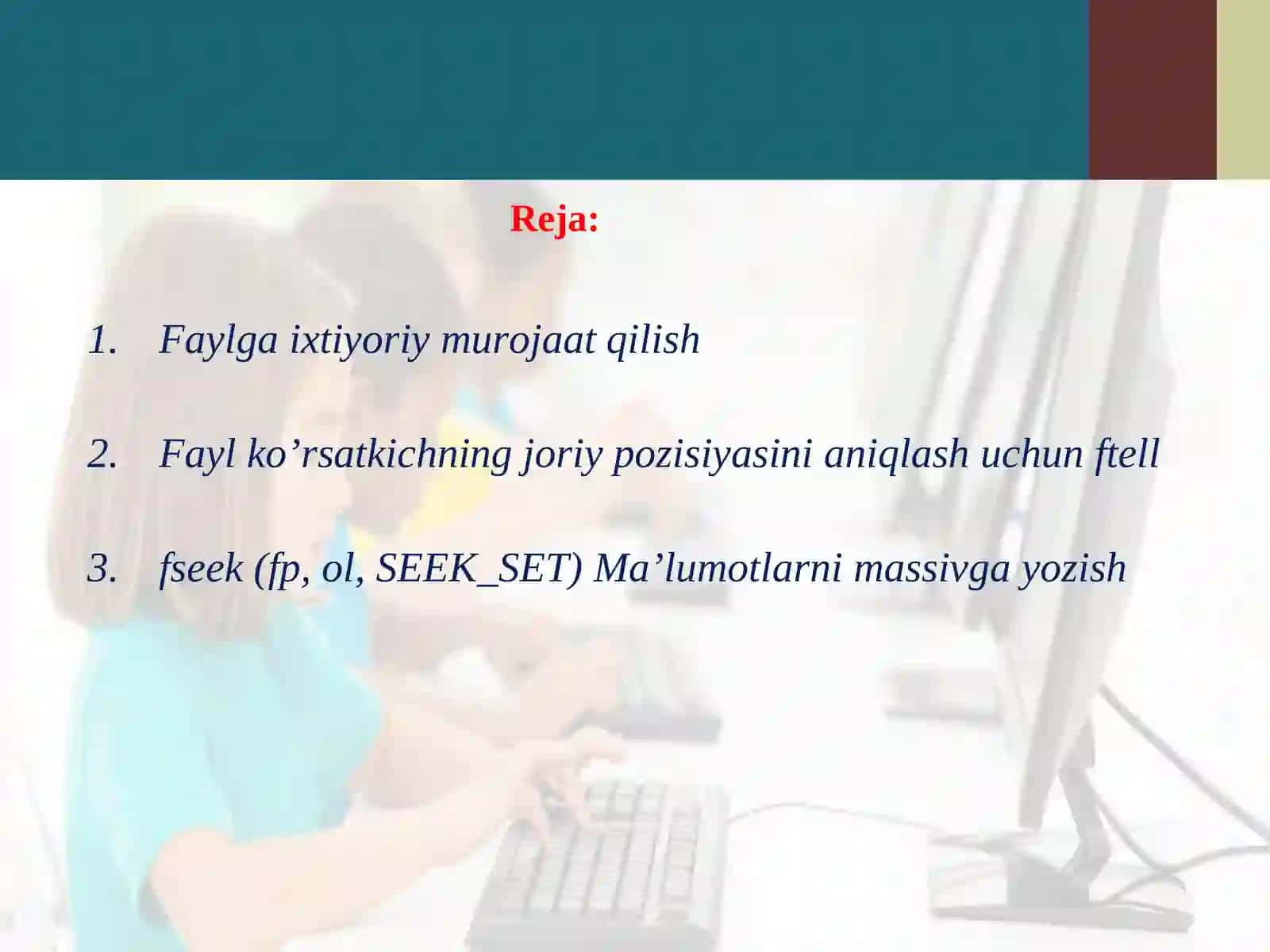 To’g’ri murojaatli fayllarni kiritish chiqarish. Istisno holatlariga ishlov berish..ppt 2