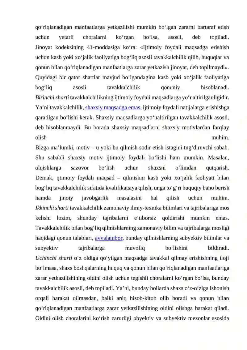 KASB YOKI XO'JALIK FAOLIYATIGA BOG'LIQ ASOSLI TAVAKKALCHILIK 2